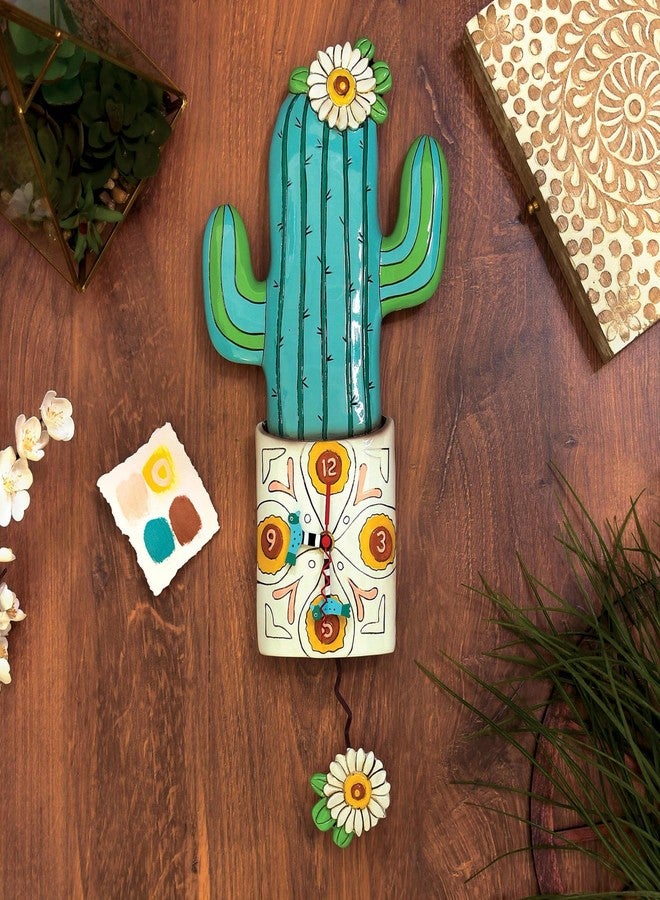 Allen Designs P1856 Whimsical Cactus Pendulum Wall Clock Desert Bloom - Image 2
