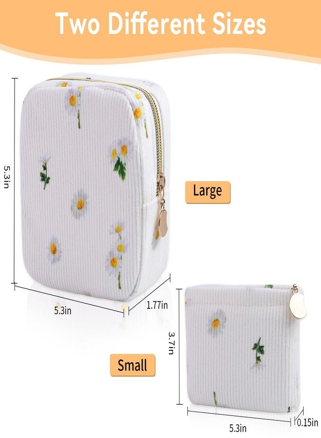 Teircno 2-Pack Period Bag for Women Girls, Portable Corduroy Sanitary Napkin Storage Bag Period Pouch Small Discreet Menstrual Pouch, Sanitary Pads Period Kits Tampons Holder for First Period - Image 2