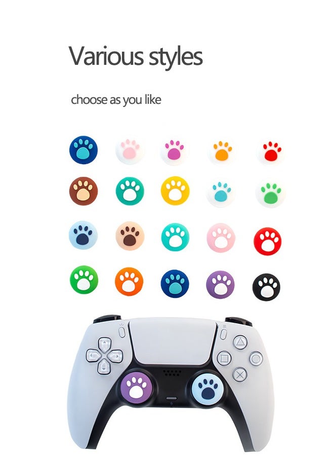 Gasin 4-Piece Thumb Stick,  Silicone grip caps for PS4/PS5 Controller, black paw pattern  - Image 2
