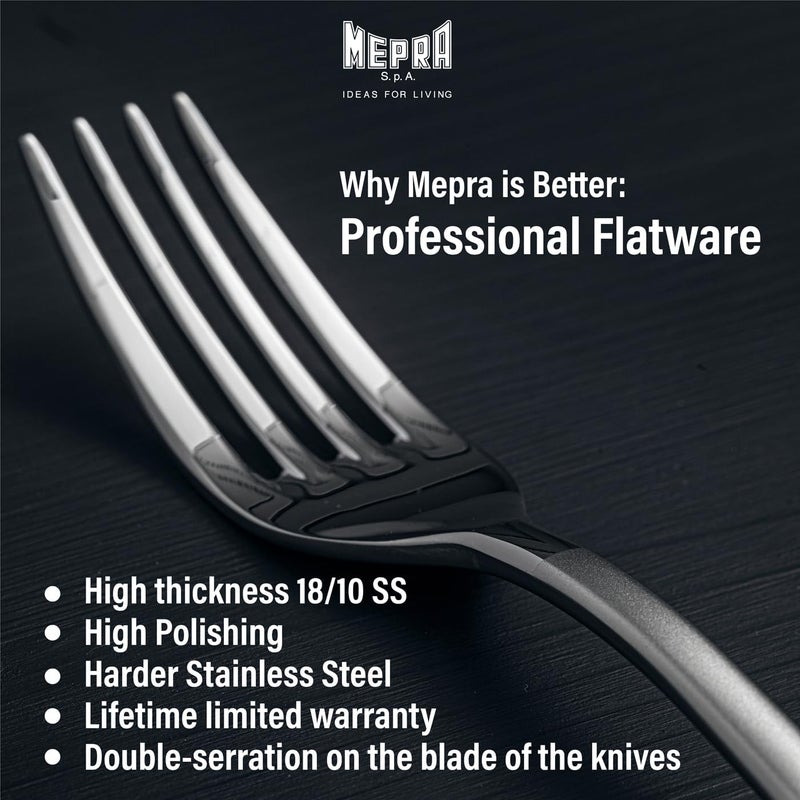 MEPRA 105222030M Moka Flatware Set 30 Piece Polished Silver Finish Dishwasher Safe Cutlery - Image 2
