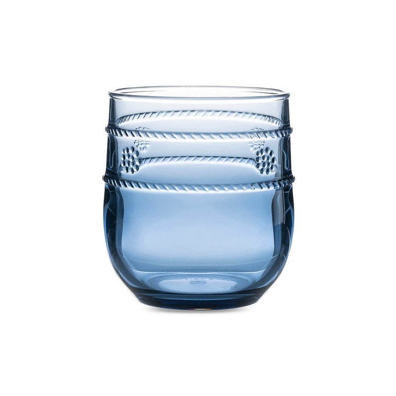 Juliska Blue Isabella Acrylic Tumbler  Unbreakable Acrylic Embossed Drinking Glass