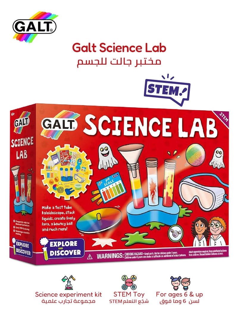 Galt Toys STEM Science Lab Kit | 20 Fun Experiments | Create Lava, Bouncy Balls, Ghosts | Explore, Discover & Learn | Includes Test Tubes, Goggles, pH Scale, Crystals, and More | 7x30.8x22 cm - Image 1