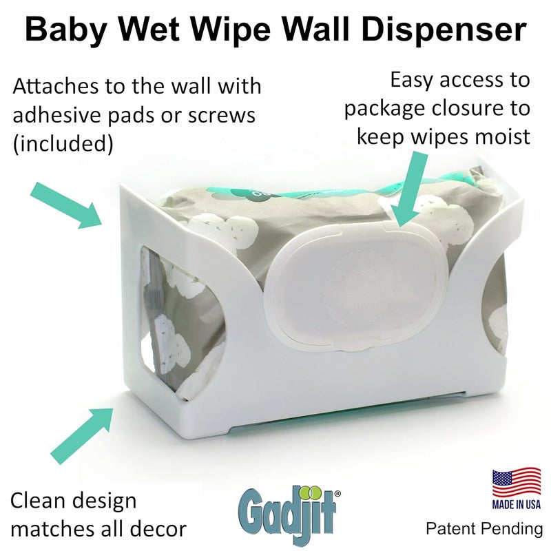 Gadjit Baby Wet Wipes Wall Dispenser | Mounts on Wall, Holds Up to 84 Count Pack | Keeps Wipes Within Easy Reach of Messes (Gray) - Image 3