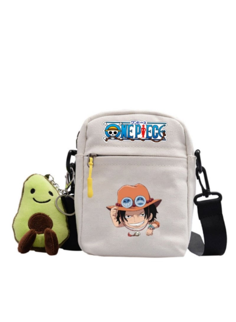 KUYING Anime One Piece Lufei Skew Straddle Bag Small Square Bag One Shoulder Backpack 