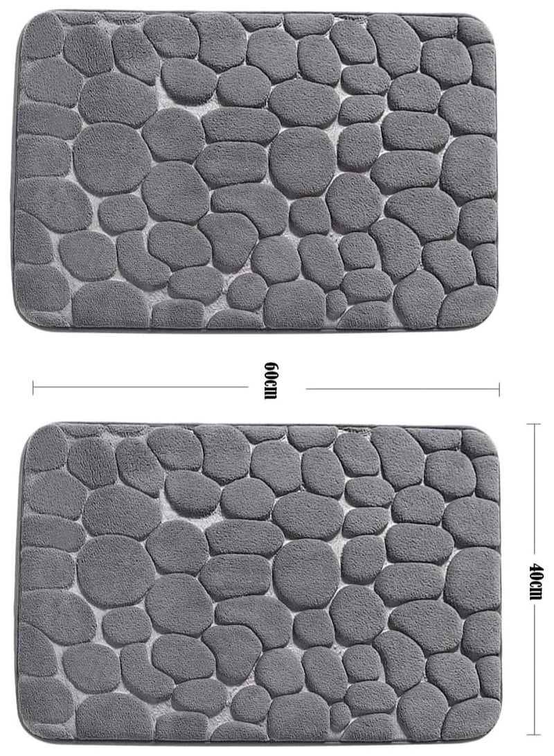 مخطوطات سجاد حمام، طقم سجاد أرضيات حمام، سجادة حمام من الإسفنج الذكي، مانعة للانزلاق، قابلة للغسل، 40 × 60 سم، عبوة من قطعتين - Image 2