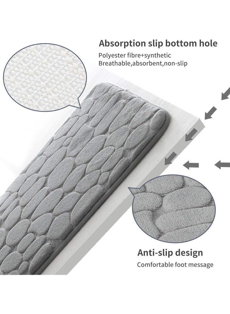 مخطوطات سجاد حمام، طقم سجاد أرضيات حمام، سجادة حمام من الإسفنج الذكي، مانعة للانزلاق، قابلة للغسل، 40 × 60 سم، عبوة من قطعتين - Image 4