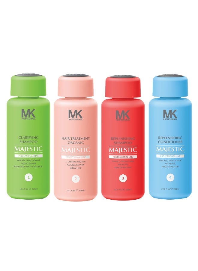 MAJESTIC MK PROFESSIONAL KERATIN Organic Hair Treatment Complete 4 product Kit, 300 ml - Image 1