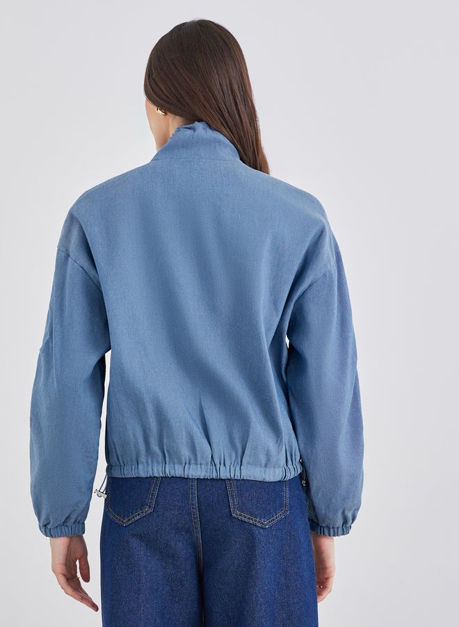 ستايلي ستيلي جاكيت بومبر جينز نسائي متوسط أزرق بقصة عادية - Image 5