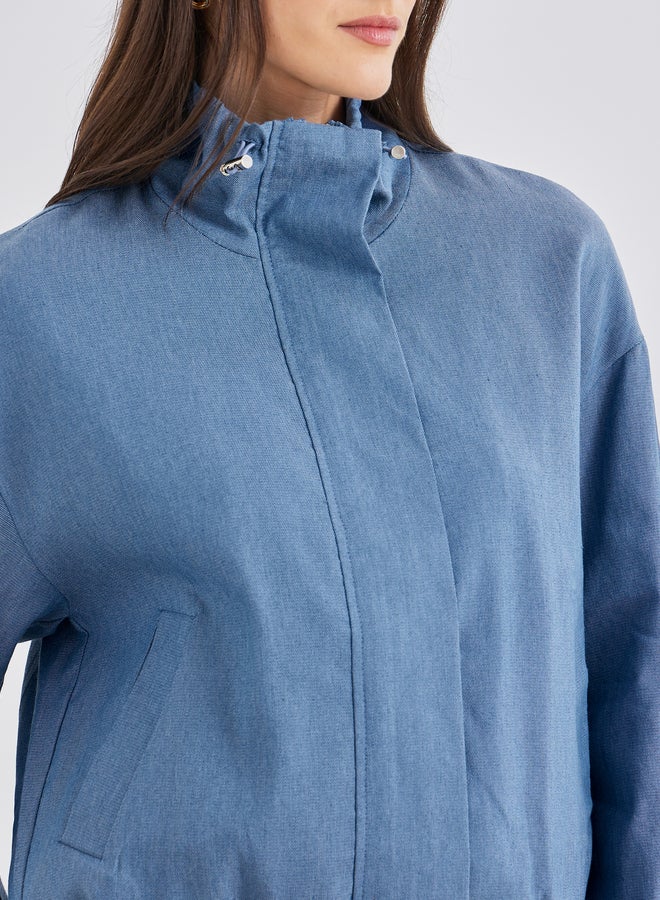 ستايلي ستيلي جاكيت بومبر جينز نسائي متوسط أزرق بقصة عادية - Image 4