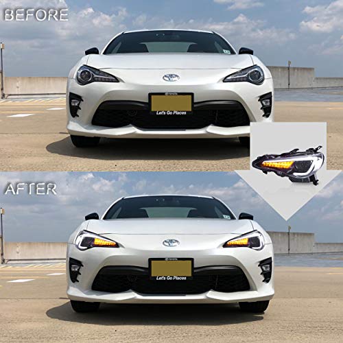 VLAND Headlights Assembly + D2S LED Bulbs Fit for 2012-2016 Scion FR-S 2012-2021 Toyota 86 2013-2021 Subaru BRZ, LED Dual Beam Headlamp with DRL Sequential Turn Signal, Plug-and-play - Image 5