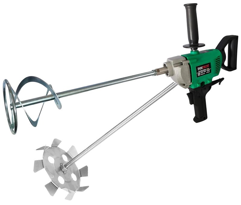 Inditrust 1250W 6 MONTHS WARRANTY Paint mixer Electric Multi Purpose Stirring Machine for Mixing Putty/Cement/Paint 100% Copper Winding 900 RPM (With 1 Spiral Rod And1 Fan Type Rod) - Image 1
