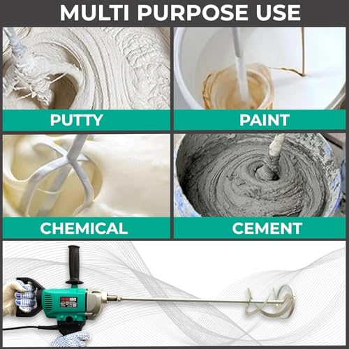 Inditrust 1250W 6 MONTHS WARRANTY Paint mixer Electric Multi Purpose Stirring Machine for Mixing Putty/Cement/Paint 100% Copper Winding 900 RPM (With 1 Spiral Rod And1 Fan Type Rod) - Image 5