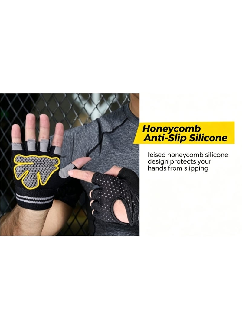 virenia Premium Workout Gloves for Men & Women – Size L – Non-Slip Palm Grip, Adjustable Wrist Wrap – Breathable, Lightweight Lifting Gloves – Ideal for Home Gym & Fitness Training - Image 3