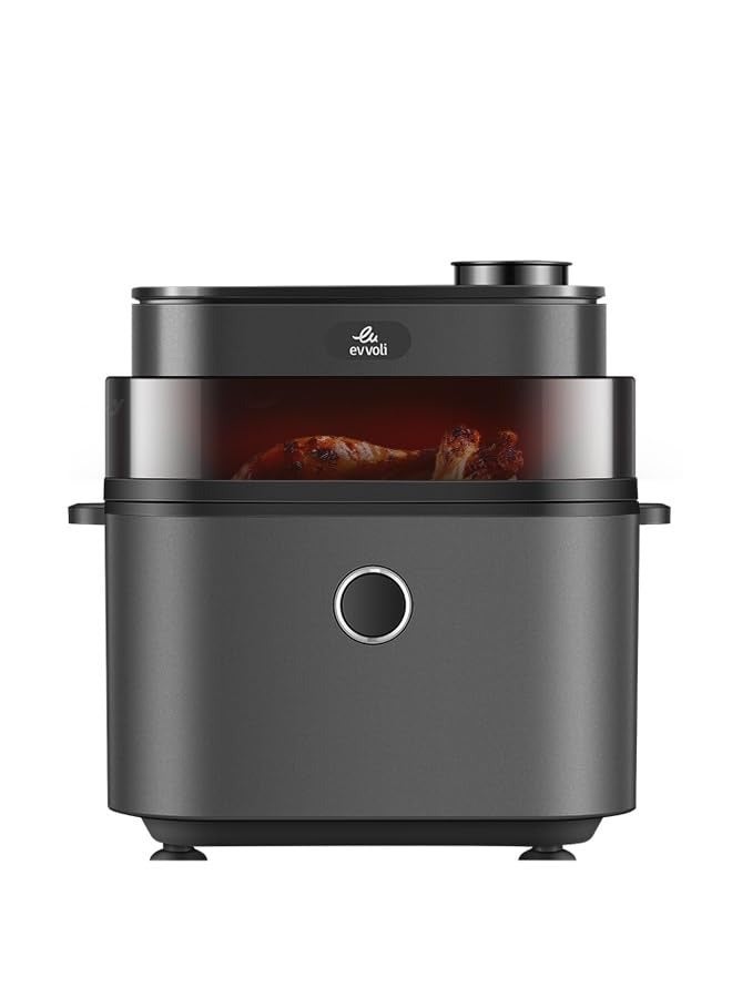 evvoli Air Fryer 8L Digital control with 8 Preset Programs and Toaster 2 Slices, Stainless Steel Bundle 8 L 950 W EVKA-AF8008D + EVKA-TO7HS ) Black/White - Image 2