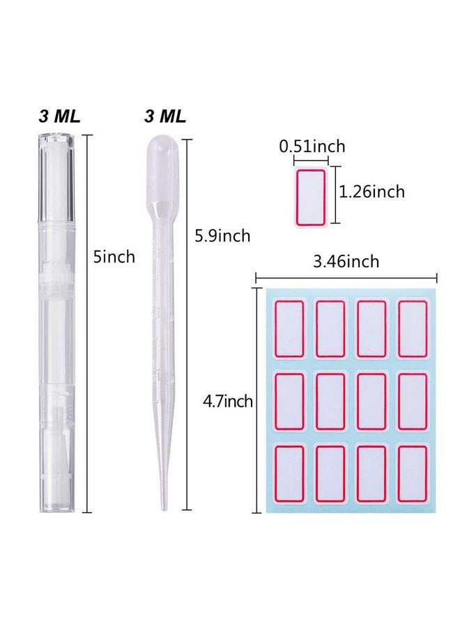 20 قطعة من أقلام زيت البشرة، أقلام لف شفافة، عبوة مستحضرات تجميل، قلم زيت أظافر فارغ مع طرف فرشاة، أقلام لف ملمع الشفاه، أنبوب سائل لنمو الرموش قابل لإعادة التعبئة، 10 ماصات نقل، 2 ملصق - Image 2