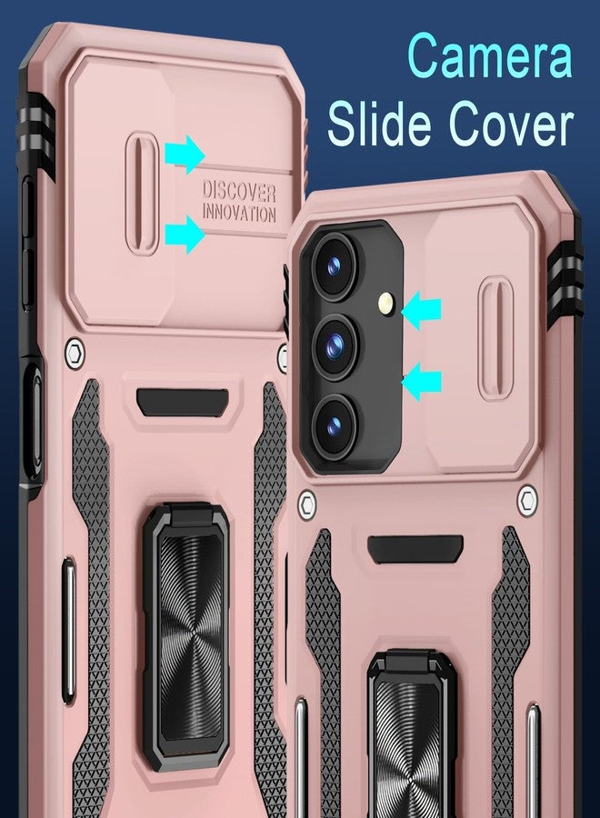 DEERLAMN Protective Case for Samsung Galaxy A16 5G, with Slide Camera Cover and Screen Protector (1 Pack), Rotating Ring Stand, Military Grade, Shockproof Case, Rose Gold - Image 2