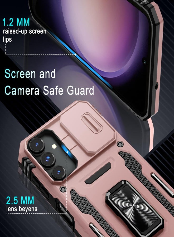 DEERLAMN Protective Case for Samsung Galaxy A16 5G, with Slide Camera Cover and Screen Protector (1 Pack), Rotating Ring Stand, Military Grade, Shockproof Case, Rose Gold - Image 5