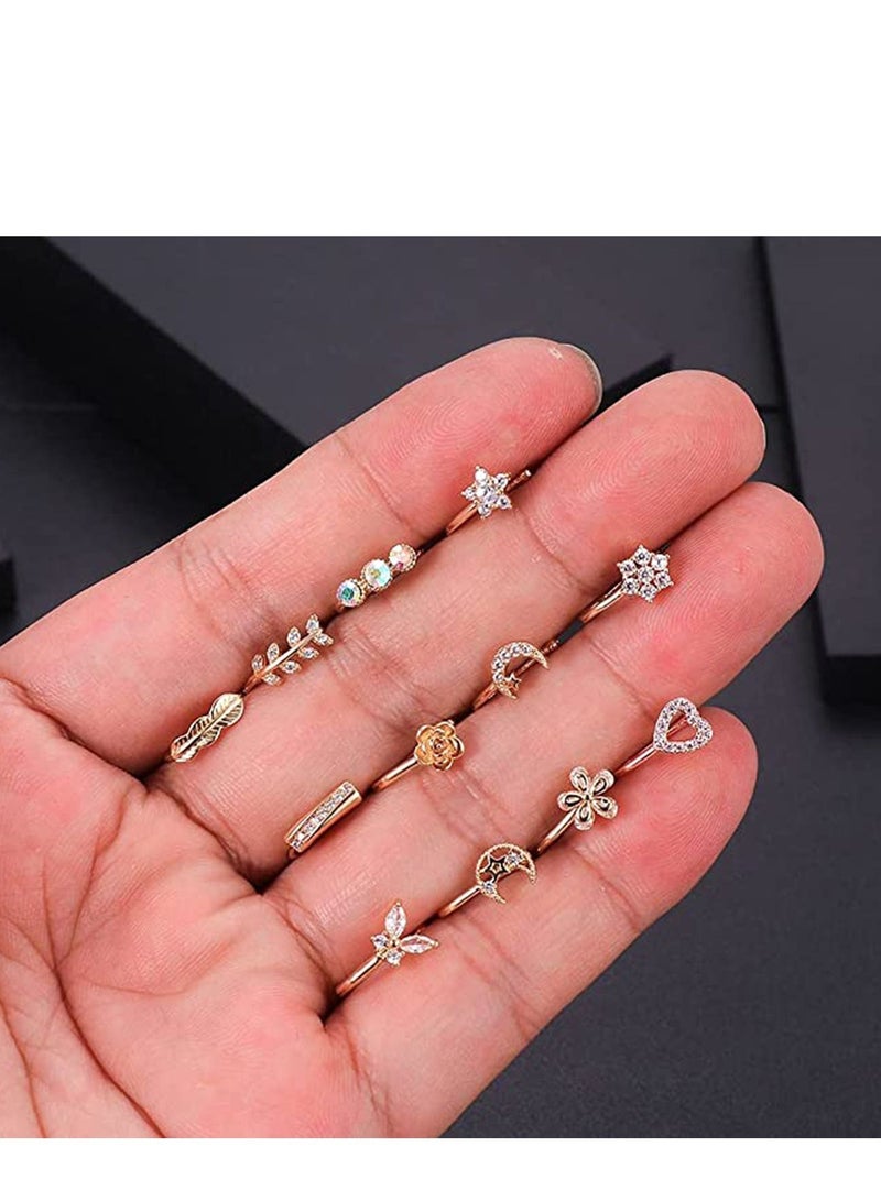 Excefore Nose Cuffs for Non Pierced,Fake Nose Hoop Rings for Women,African Nose Cuff Faux Septum Nose Piercing CZ Hoop Rings Clip On - Image 3