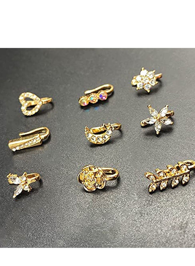 Excefore Nose Cuffs for Non Pierced,Fake Nose Hoop Rings for Women,African Nose Cuff Faux Septum Nose Piercing CZ Hoop Rings Clip On - Image 2