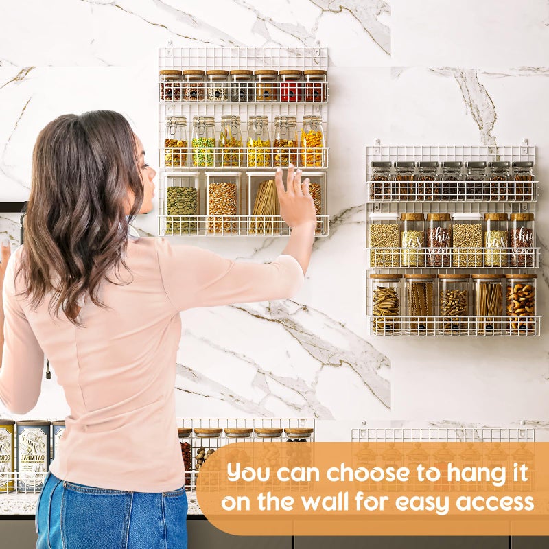 JKsmart 9-Tier Spice Rack Organizer with Door Hook, Wall Mount, and Extra Large Capacity for Pantry â€“ Stylish White Design for Effortless Organization, Ultimate Kitchen Storage Solution - Image 3