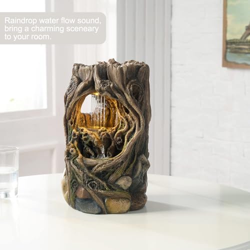 Kalona Tabletop Fountains Beautiful Stump Water Fountain Relaxation Raindrop Fountains Meditation Desk Fountain Artistic Waterfall Fountains Home/Office Decor(22013) - Image 5
