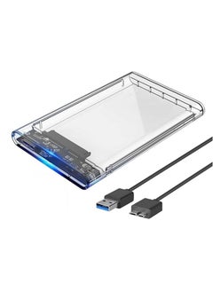 حاوية محرك أقراص ثابتة مقاس 2.5 بوصة - علبة خارجية لمحرك الأقراص الصلبة - USB 3.0 SATA، لمحرك الأقراص الثابتة، محرك أقراص الحالة الصلبة SSD - خالية من الأدوات - شفافة