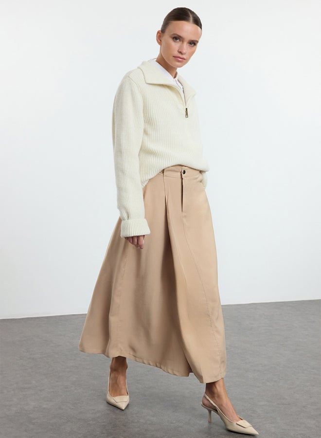 trendyol Beige Flap Pocket Detailed Woven Skirt - Image 1