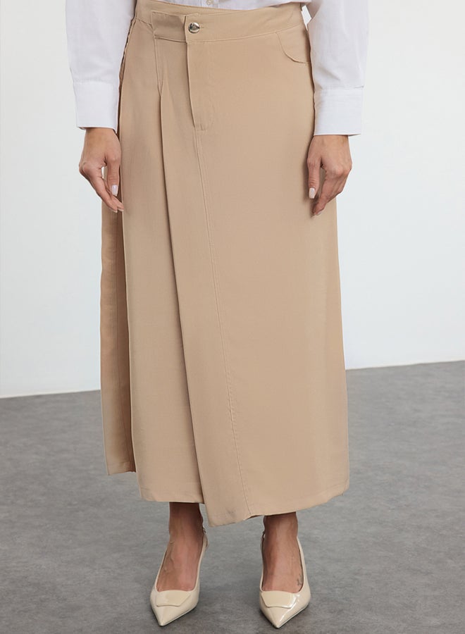 trendyol Beige Flap Pocket Detailed Woven Skirt - Image 4