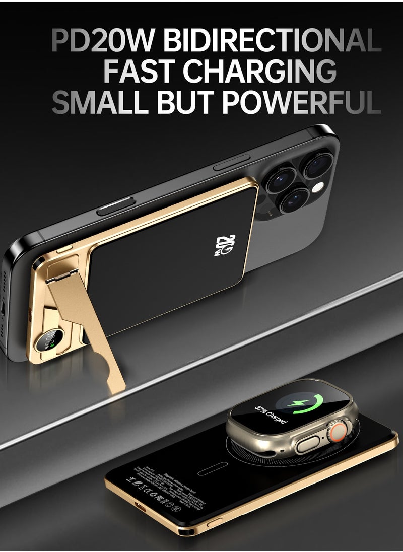 luminum - Ultra-Slim 5000mAh Power Bank,Qi2 Certified 15W Ultra-Fast MagSafe-Compatible Portable Charger,PD 20W 5000mAh Battery Pack with Smart Display and Foldable Stand, For iPhone 16/15/14/13/12 Series,AirPods,iwatch and More(USB-C Cable Include) - Image 1