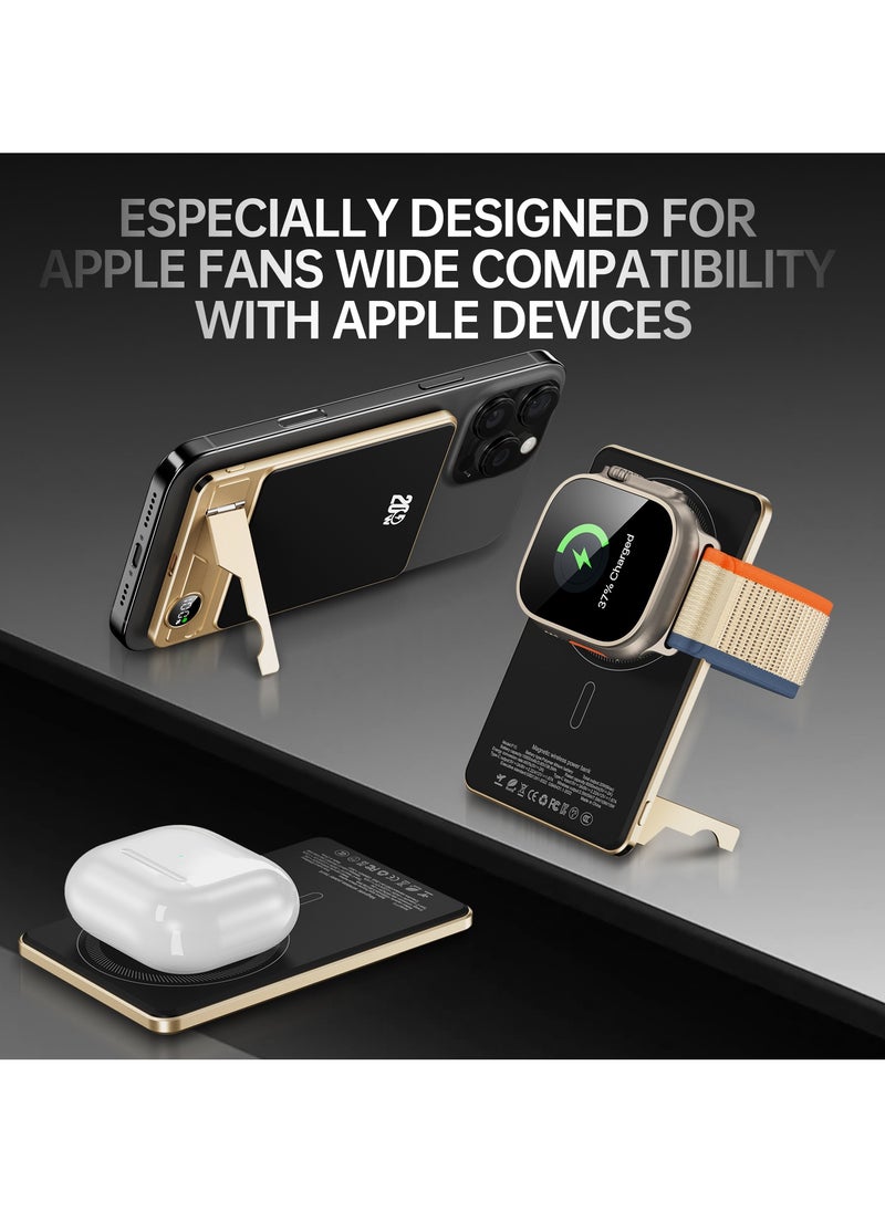 luminum - Ultra-Slim 5000mAh Power Bank,Qi2 Certified 15W Ultra-Fast MagSafe-Compatible Portable Charger,PD 20W 5000mAh Battery Pack with Smart Display and Foldable Stand, For iPhone 16/15/14/13/12 Series,AirPods,iwatch and More(USB-C Cable Include) - Image 1