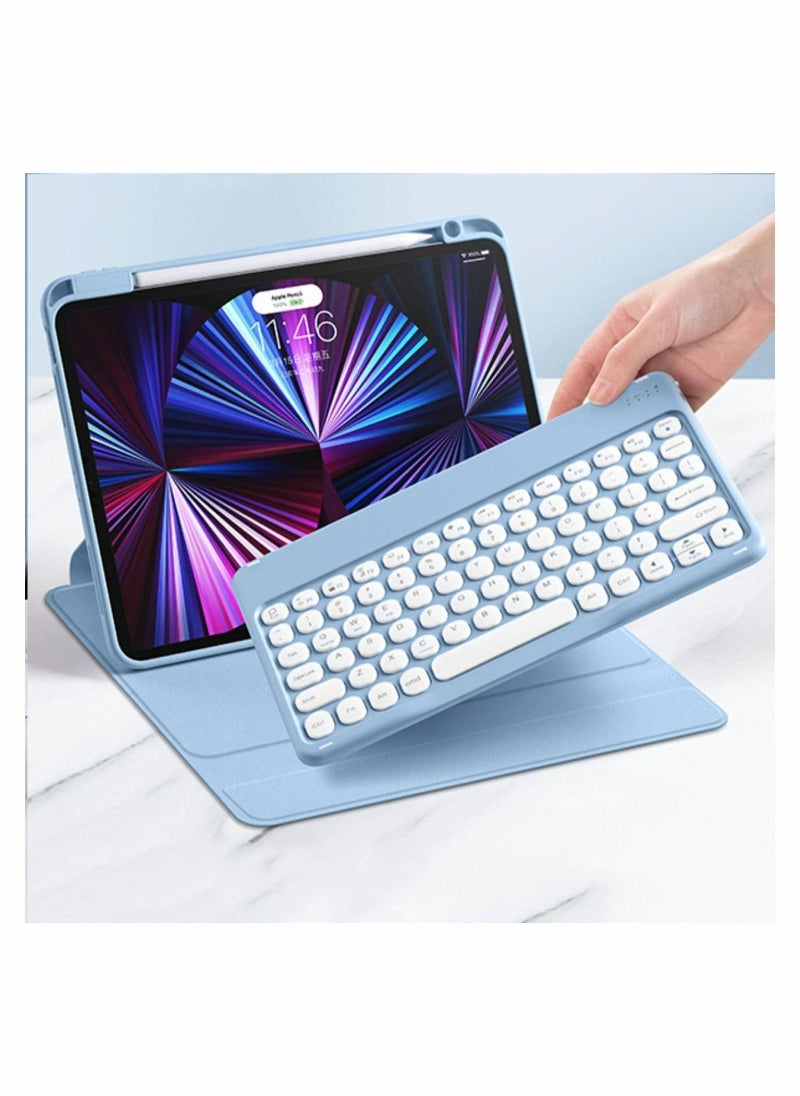غطاء لوحة مفاتيح لجهاز iPad الجيل التاسع/الثامن/السابع 2021/2020/2019 10.2 بوصة قابل للدوران مقاوم للسقوط مع غطاء مغناطيسي مضاد للغبار مع حامل قلم وفأرة قابل للفصل - Image 2