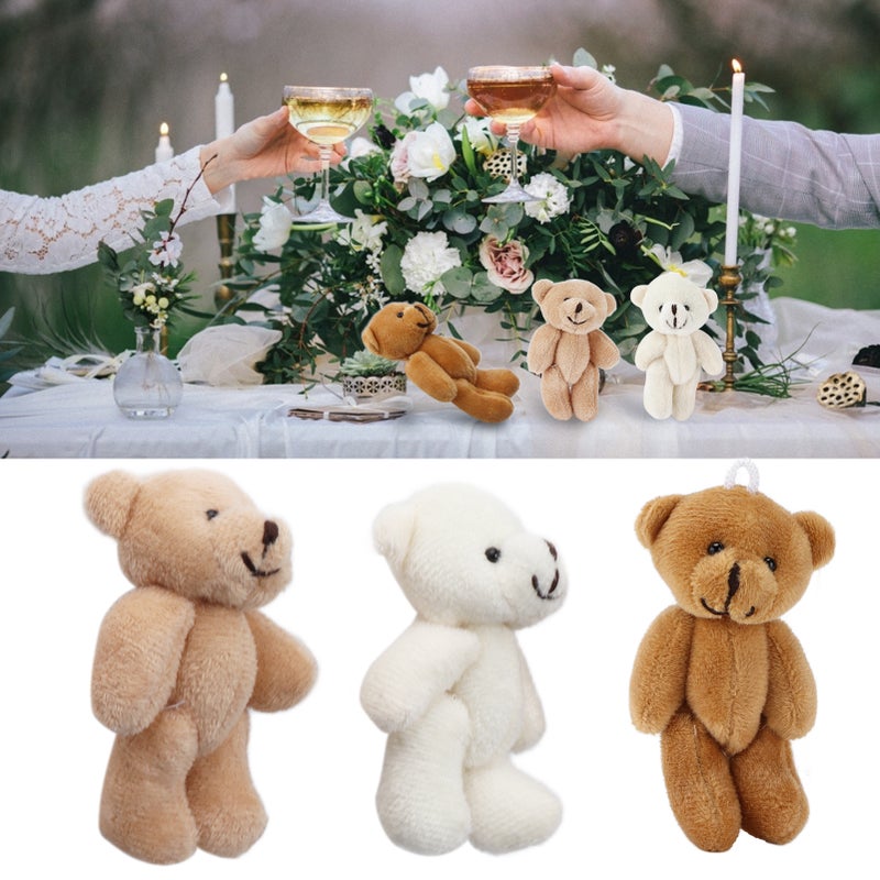 Mini Stuffed Bears: 5-Pack Soft Plush Toy With Key Ring - Eco-Friendly PP Cotton Filling Romantic Gift for Wedding Decor, Birthday Party, Girl Gift & Carnival Supplies - Image 1