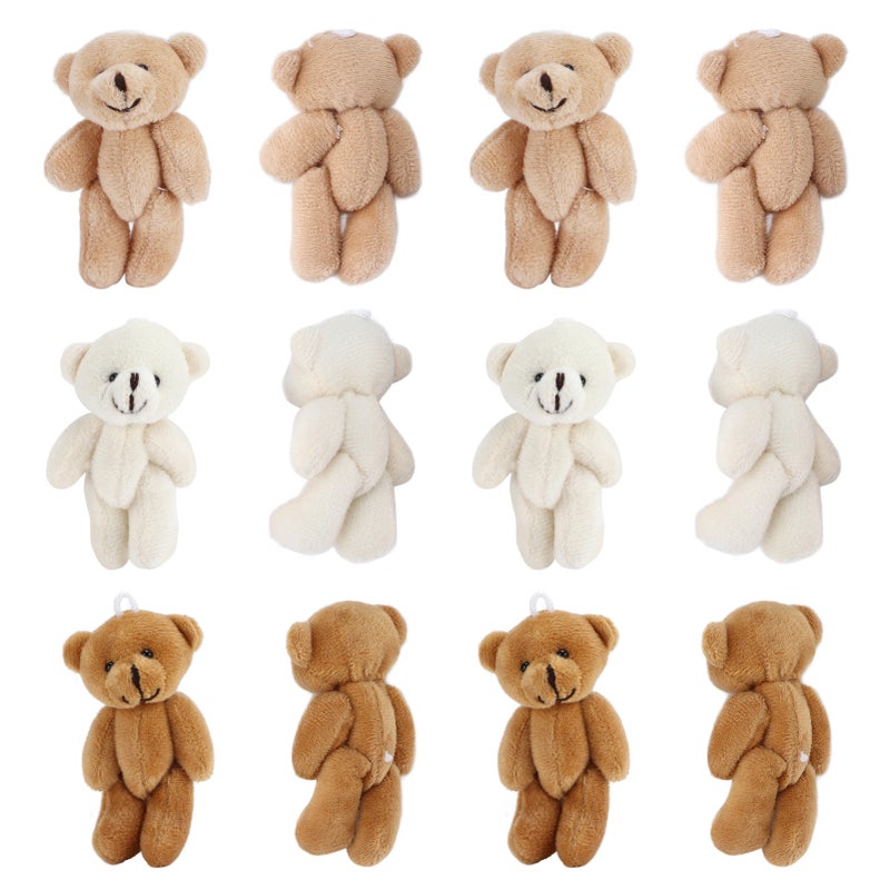 Mini Stuffed Bears: 5-Pack Soft Plush Toy With Key Ring - Eco-Friendly PP Cotton Filling Romantic Gift for Wedding Decor, Birthday Party, Girl Gift & Carnival Supplies - Image 2