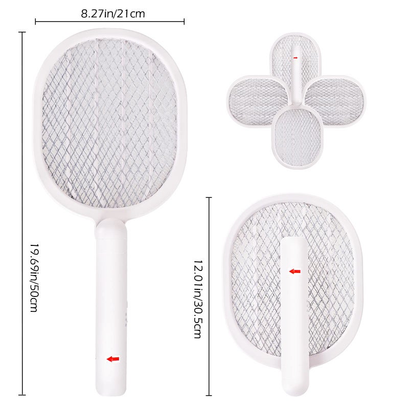 Ansevo Electric Fly Swatter Electric Mosquito Swatter with Rotatable Handle, Handheld Rechargeable Bug Zapper with Bright LED Light, with Detachable Base for Home, Indoor&Outdoor (White) - Image 2