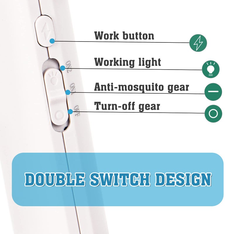 Ansevo Electric Fly Swatter Electric Mosquito Swatter with Rotatable Handle, Handheld Rechargeable Bug Zapper with Bright LED Light, with Detachable Base for Home, Indoor&Outdoor (White) - Image 5