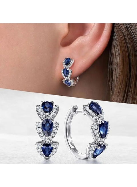 Droplet Shiny Synthetic Gemstone Hoop Earrings - Elegant Simple Style, Banquet Party Ear Ornament for Women, Female Gift, Decorative Jewelry Accessory with Sparkling Droplets