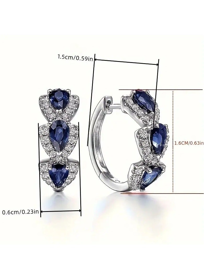 Goolsky Droplet Shiny Synthetic Gemstone Hoop Earrings - Elegant Simple Style, Banquet Party Ear Ornament for Women, Female Gift, Decorative Jewelry Accessory with Sparkling Droplets - Image 2