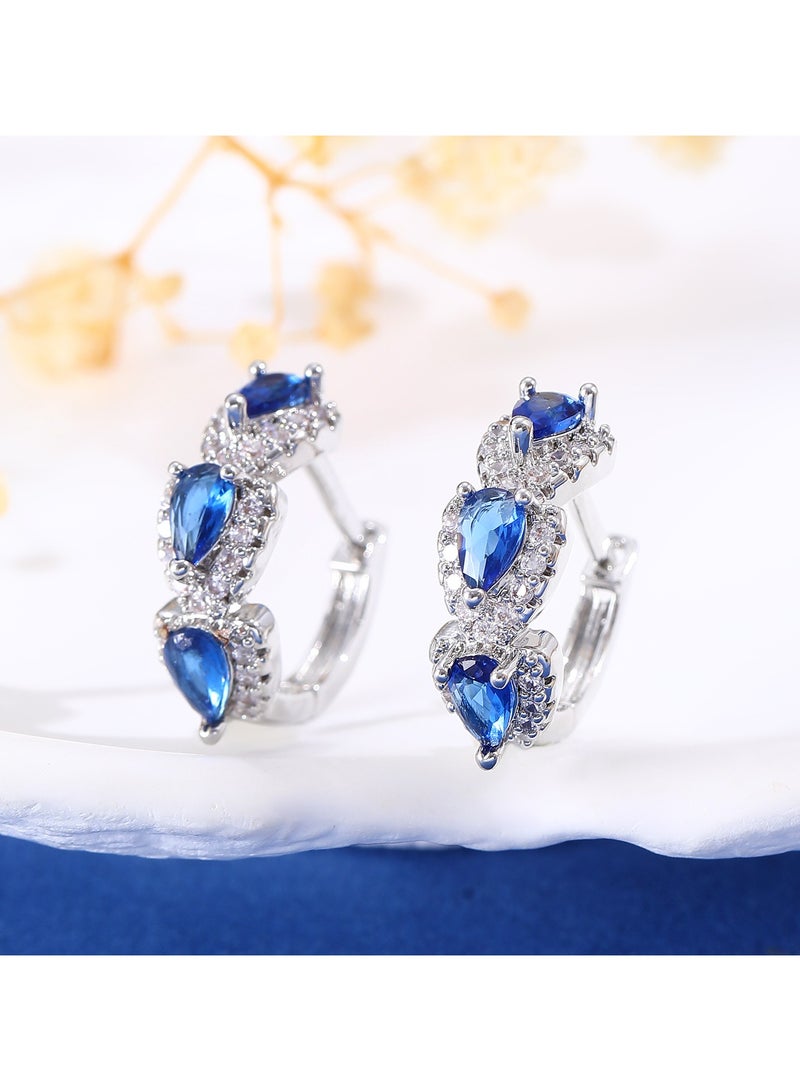 Goolsky Droplet Shiny Synthetic Gemstone Hoop Earrings - Elegant Simple Style, Banquet Party Ear Ornament for Women, Female Gift, Decorative Jewelry Accessory with Sparkling Droplets - Image 5