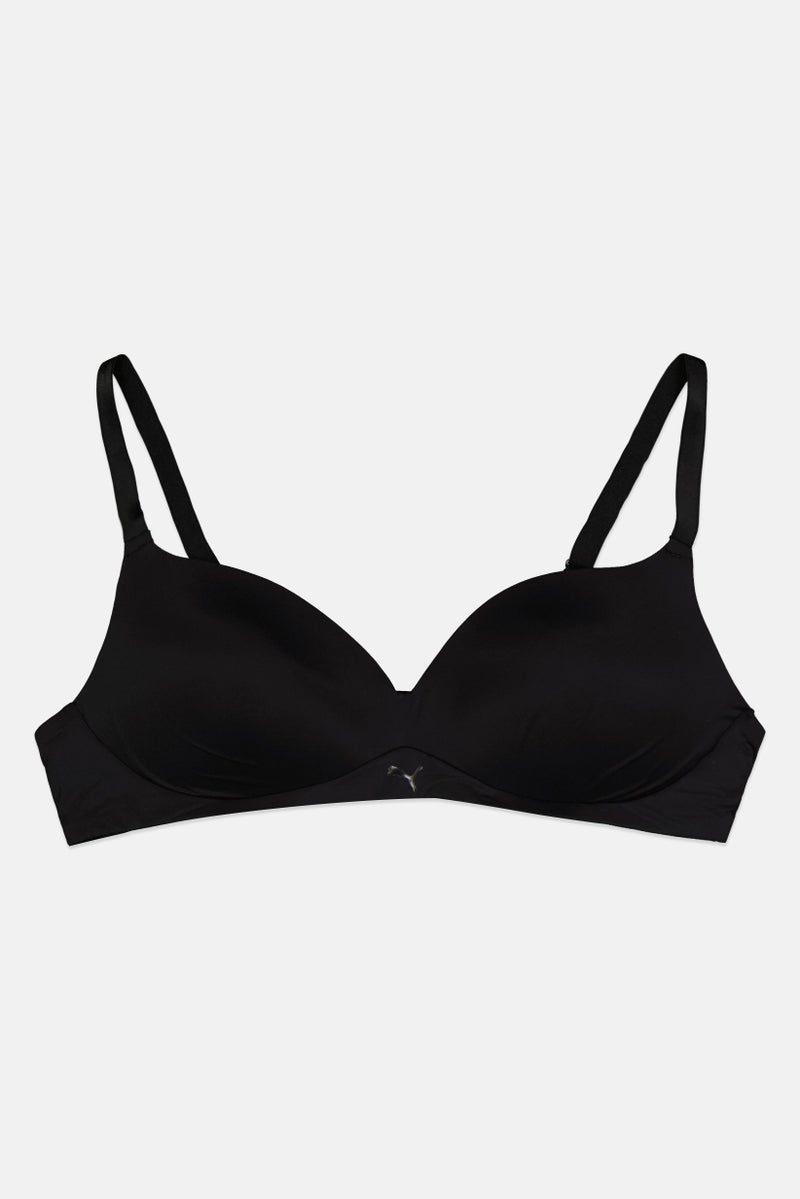 PUMA Women Padded Solid Bra, Black - Image 1
