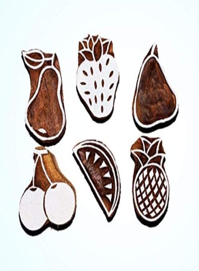 A Block Arts Various Fruits Design Wood Stamp, brown - Image 1