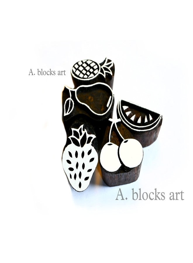 A Block Arts Various Fruits Design Wood Stamp, brown - Image 2