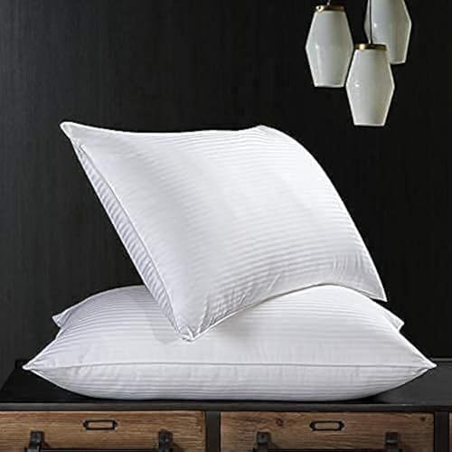 JY Reliance Microfiber Feeling Satin Stripe Fabric Bed Pillow For Sleeping Set Of 2 (16''X26''),white - Image 1