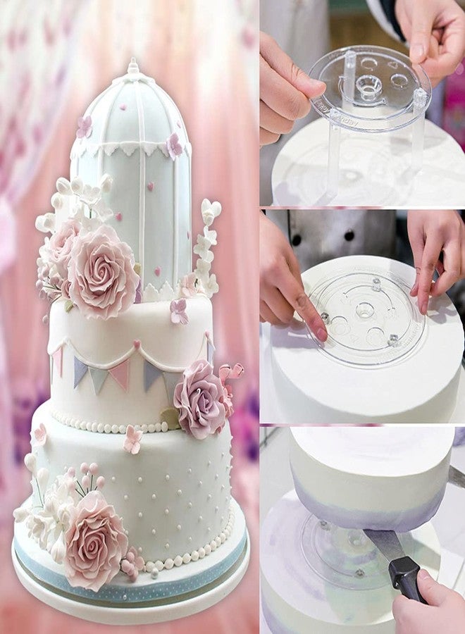 Jtuxcke 20 Plastic Cake Sticks Support Rods and 12 Clear Cake Stacking Dowels with 4 Cake Separator Board for 4, 6, 8, 10 Inch Cakes and 3 Pieces Cake Scrapers-Plastic Cake Dowel Rods Set - Image 4