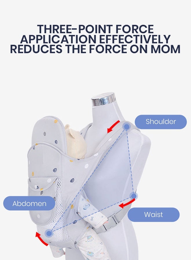 أيلا حامل لفات الطفل القابلة للضبط، حامل أمامي مريح مواجهة/خلفية مع جيب تخزين الأساسيات للمولود من 0-15 كجم، حجم واحد يناسب الجميع - Image 2