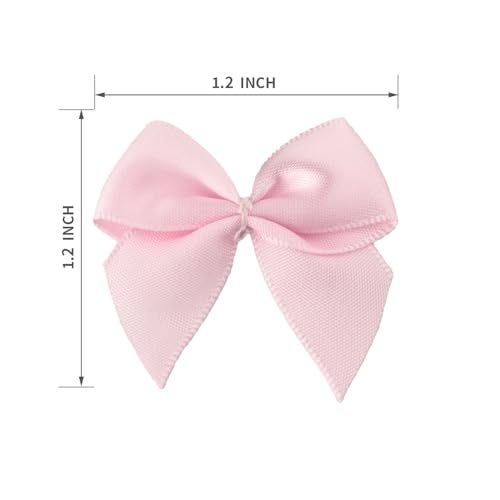 7Rainbows 50pcs Boutique Mini Pink Satin Ribbon Bows Flowers Appliques DIY Craft for Sewing Scrapbooking Wedding and Gift - Image 3