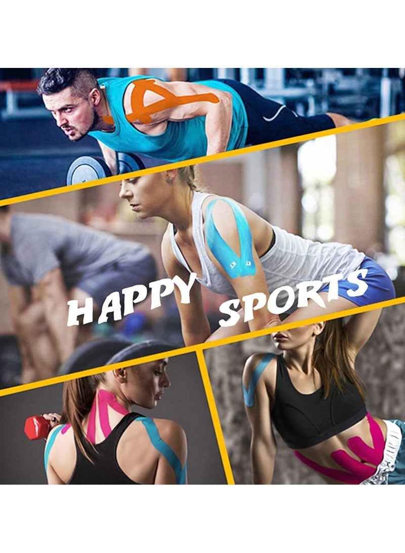 GNAFOTU Kinesiology Tape, Muscle Tape Therapeutic & Hypoallergenic Sports Strapping Tape, Breathable and Waterproof Adhesive for Sports & Injury Recovery for Gym Fitness Running Tennis Swimming Football 3 rolls, 5m each  - Image 3