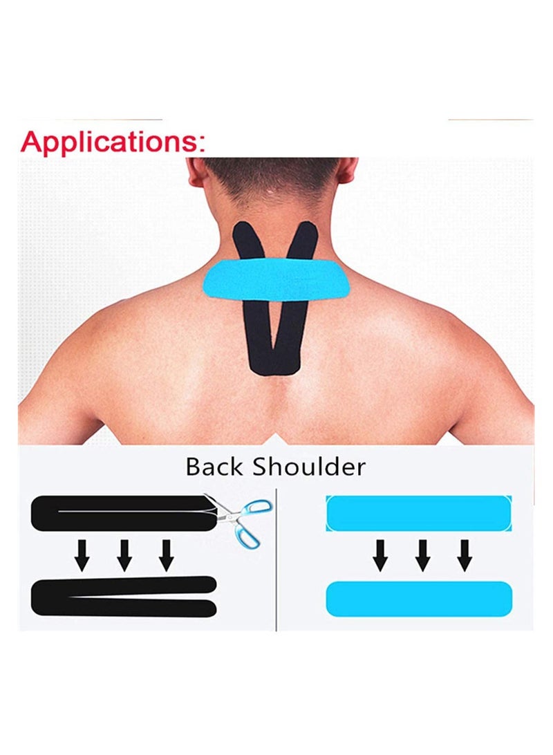 GNAFOTU Kinesiology Tape, Muscle Tape Therapeutic & Hypoallergenic Sports Strapping Tape, Breathable and Waterproof Adhesive for Sports & Injury Recovery for Gym Fitness Running Tennis Swimming Football 3 rolls, 5m each  - Image 5