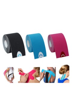 GNAFOTU Kinesiology Tape, Muscle Tape Therapeutic & Hypoallergenic Sports Strapping Tape, Breathable and Waterproof Adhesive for Sports & Injury Recovery for Gym Fitness Running Tennis Swimming Football 3 rolls, 5m each  - Image 1