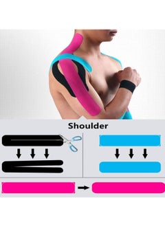 GNAFOTU Kinesiology Tape, Muscle Tape Therapeutic & Hypoallergenic Sports Strapping Tape, Breathable and Waterproof Adhesive for Sports & Injury Recovery for Gym Fitness Running Tennis Swimming Football 3 rolls, 5m each  - Image 4