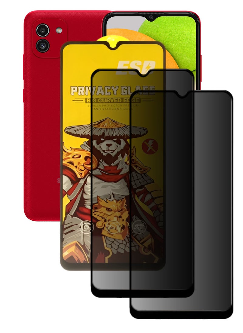 ESD 2 Pieces Tempered Dustproof Privacy Glass Screen Protector Compatible For Samsung Galaxy A03 - Image 1